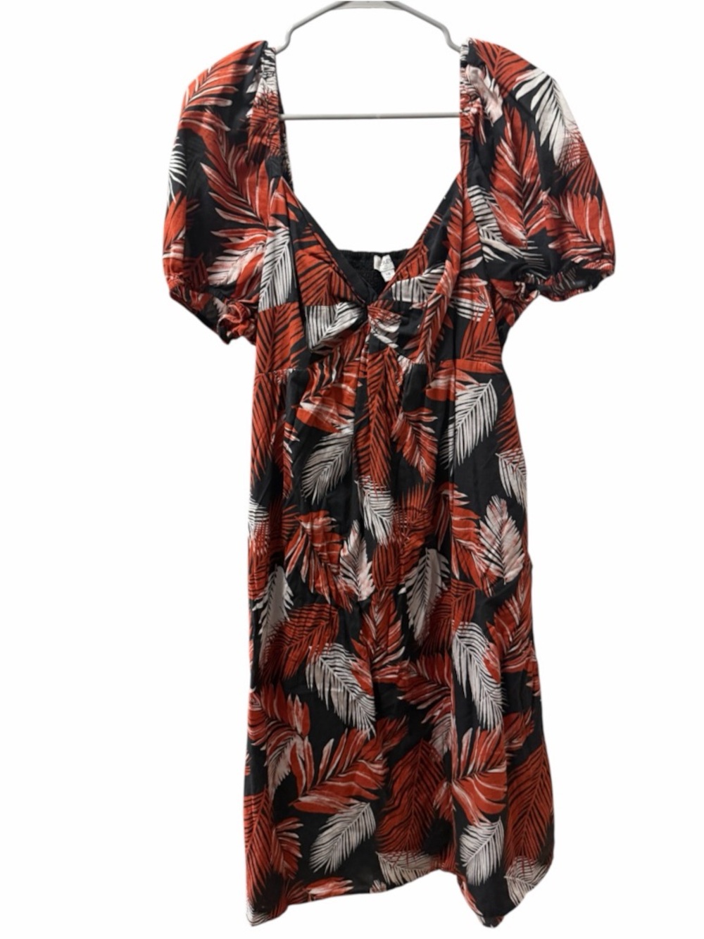 J.crew Rust Leaf Print Puff-Sleeve Midi Dress 100% cotton dress size 18